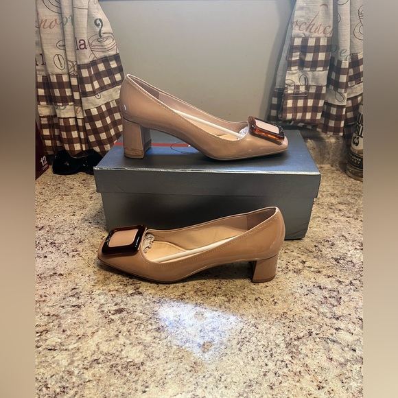 Prada Calzature Donna Vernice 5 Nudo Slip On Buckle Size 36 1/2 (6.5) - Picture 11 of 14